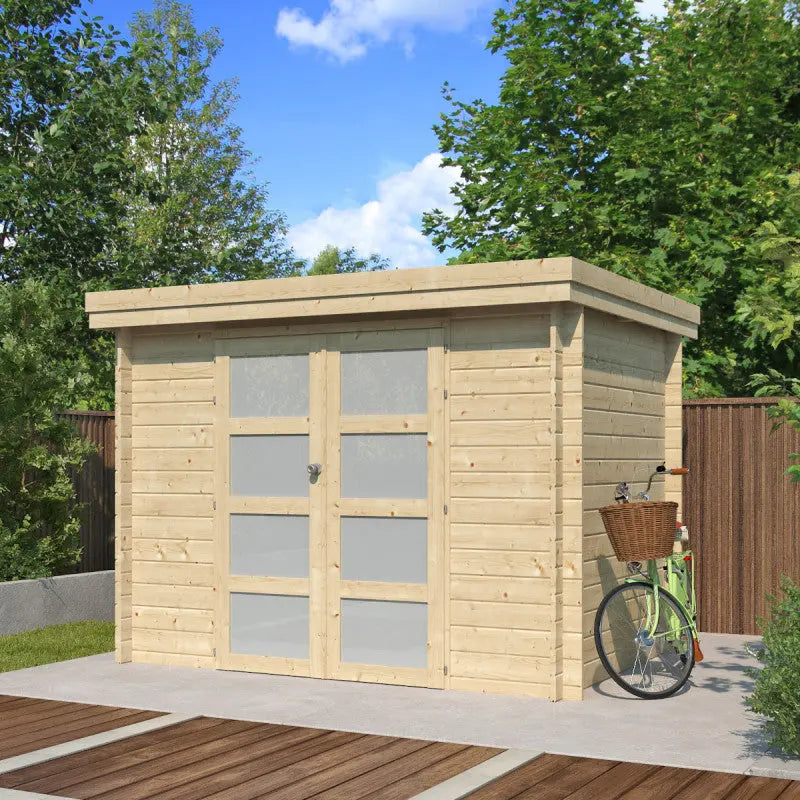 Chalet moderne Oregon 6,86m² en bois massif 28mm avec porte double vitrée - Gardenas Ma boutique