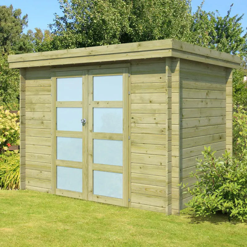 Chalet moderne Oregon 6,86m² en bois traité 28mm avec porte double vitrée - Gardenas Ma boutique