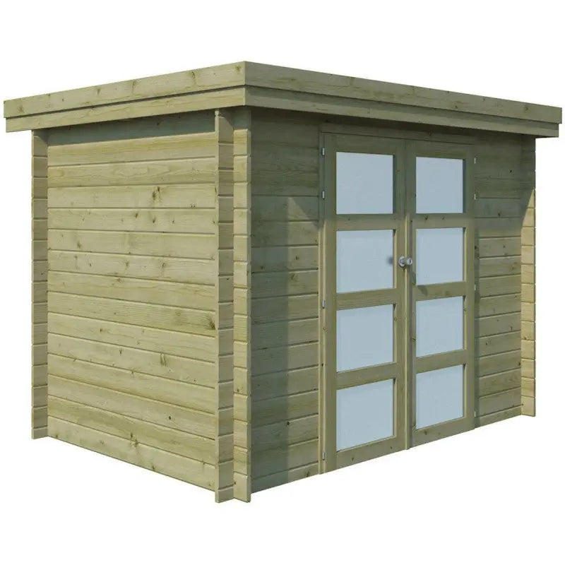 Chalet moderne Oregon 6,86m² en bois traité 28mm avec porte double vitrée - Gardenas Ma boutique