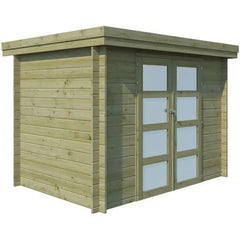 Chalet moderne Oregon 6,86m² en bois traité 28mm avec porte double vitrée - Gardenas Ma boutique