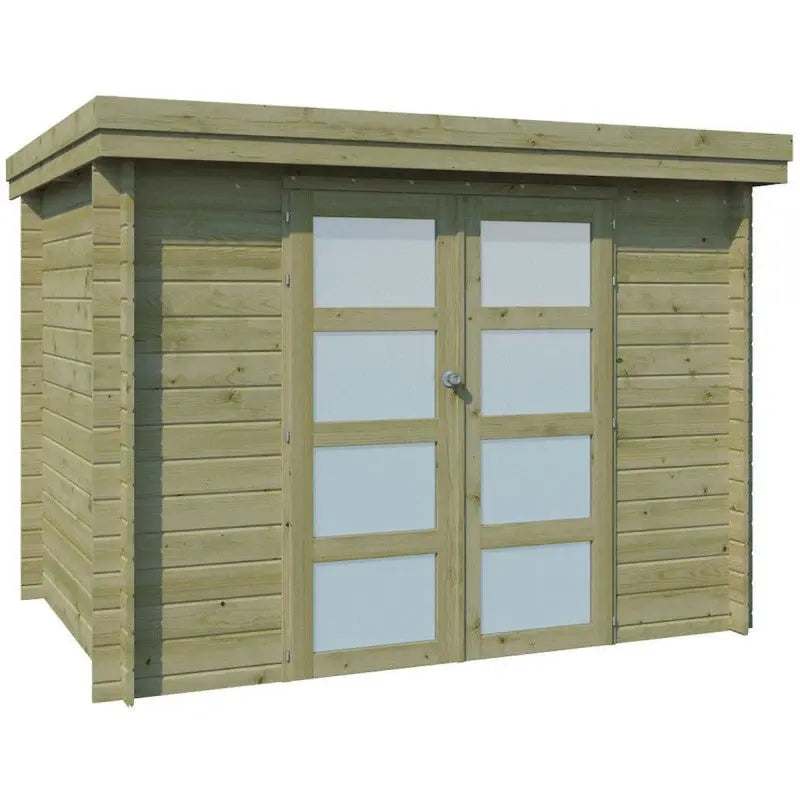 Chalet moderne Oregon 6,86m² en bois traité 28mm avec porte double vitrée - Gardenas Ma boutique