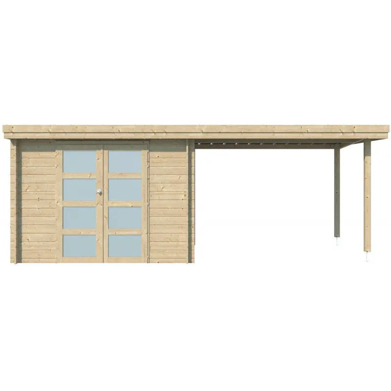 Chalet moderne Oregon 6,86m² + extension 300cm en bois massif 28mm avec porte double vitrée - Gardenas Ma boutique
