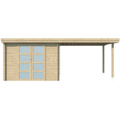 Chalet moderne Oregon 6,86m² + extension 300cm en bois massif 28mm avec porte double vitrée - Gardenas Ma boutique