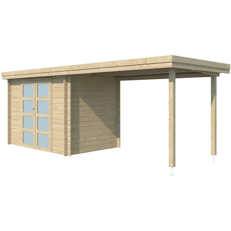 Chalet moderne Oregon 6,86m² + extension 300cm en bois massif 28mm avec porte double vitrée - Gardenas Ma boutique