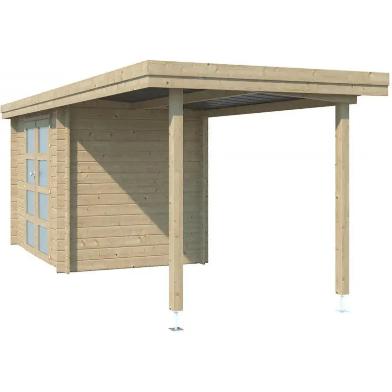 Chalet moderne Oregon 6,86m² + extension 300cm en bois massif 28mm avec porte double vitrée - Gardenas Ma boutique