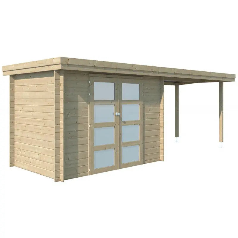 Chalet moderne Oregon 6,86m² + extension 300cm en bois massif 28mm avec porte double vitrée - Gardenas Ma boutique