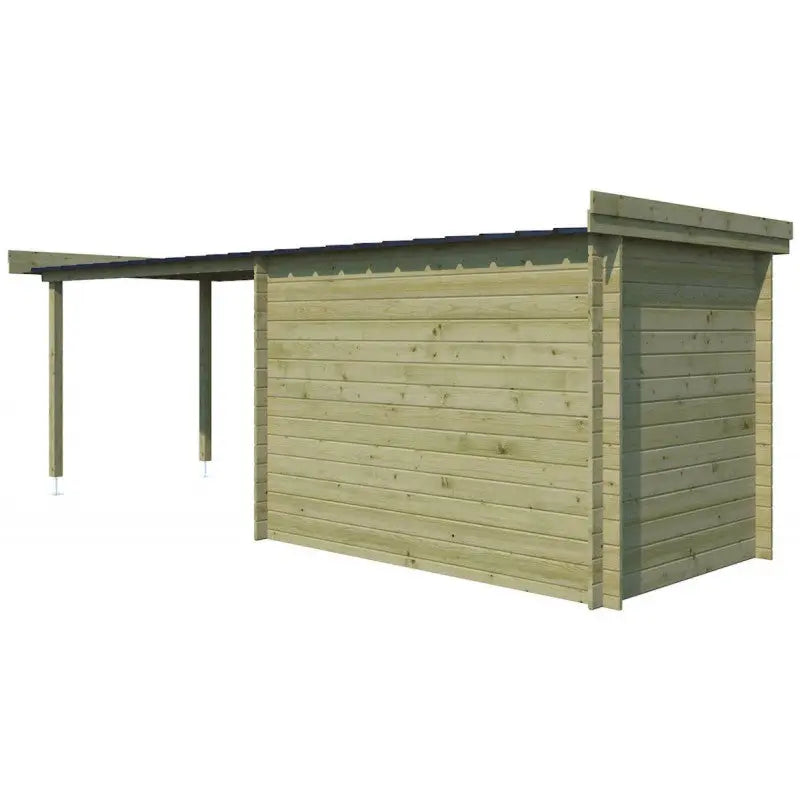 Chalet moderne Oregon 6,86m² + extension 300cm en bois traité 28mm avec porte double vitrée - Gardenas Ma boutique