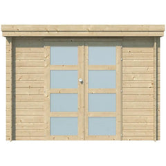 Chalet moderne Oregon 9,6m² en bois massif 28mm avec porte double vitrée - Gardenas Ma boutique