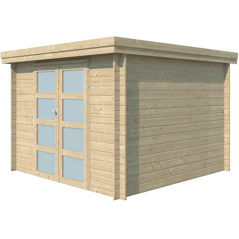 Chalet moderne Oregon 9,6m² en bois massif 28mm avec porte double vitrée - Gardenas Ma boutique