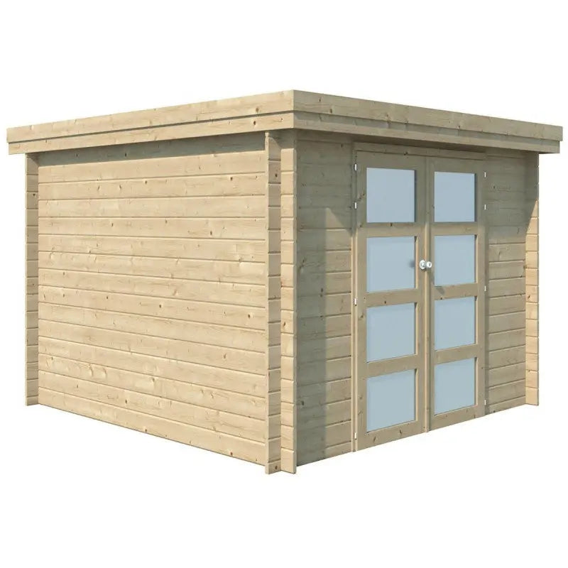 Chalet moderne Oregon 9,6m² en bois massif 28mm avec porte double vitrée - Gardenas Ma boutique
