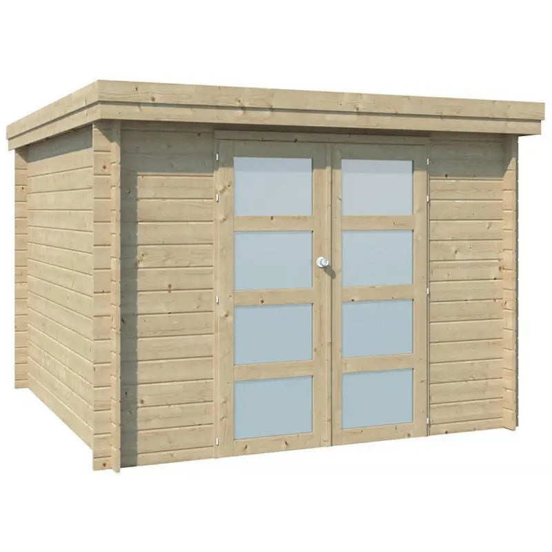 Chalet moderne Oregon 9,6m² en bois massif 28mm avec porte double vitrée - Gardenas Ma boutique
