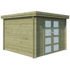 Chalet moderne Oregon 9,6m² en bois traité 28mm avec porte double vitrée - Gardenas Ma boutique