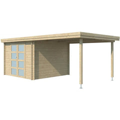 Chalet moderne Oregon 9,6m² + extension 300cm en bois massif 28mm avec porte double vitrée - Gardenas Ma boutique