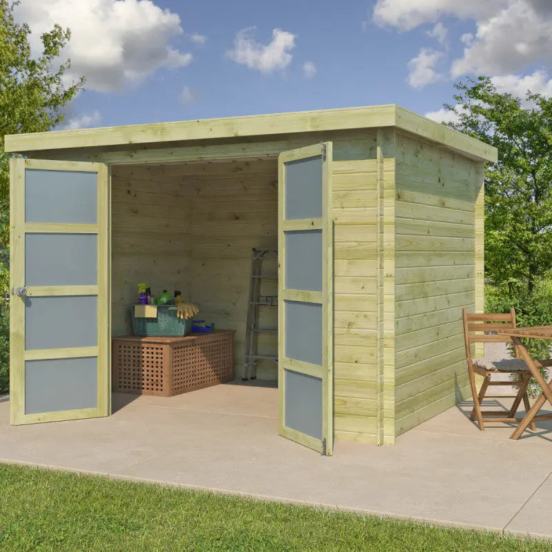 Chalet moderne Umea 8,5m² en bois traité 19mm avec porte double vitrée - Gardenas Ma boutique