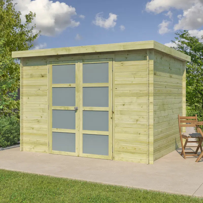 Chalet moderne Umea 8,5m² en bois traité 19mm avec porte double vitrée - Gardenas Ma boutique