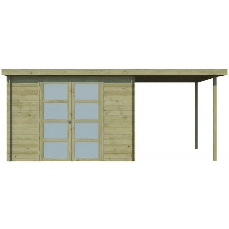 Chalet moderne Umea 8,5m² + extension 200cm en bois traité 19mm avec porte double vitrée - Gardenas Ma boutique
