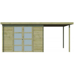 Chalet moderne Umea 8,5m² + extension 200cm en bois traité 19mm avec porte double vitrée - Gardenas Ma boutique