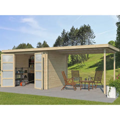 Chalet moderne Umea 8,5m² + extension 300cm en bois massif 19mm avec porte double vitrée - Gardenas Ma boutique