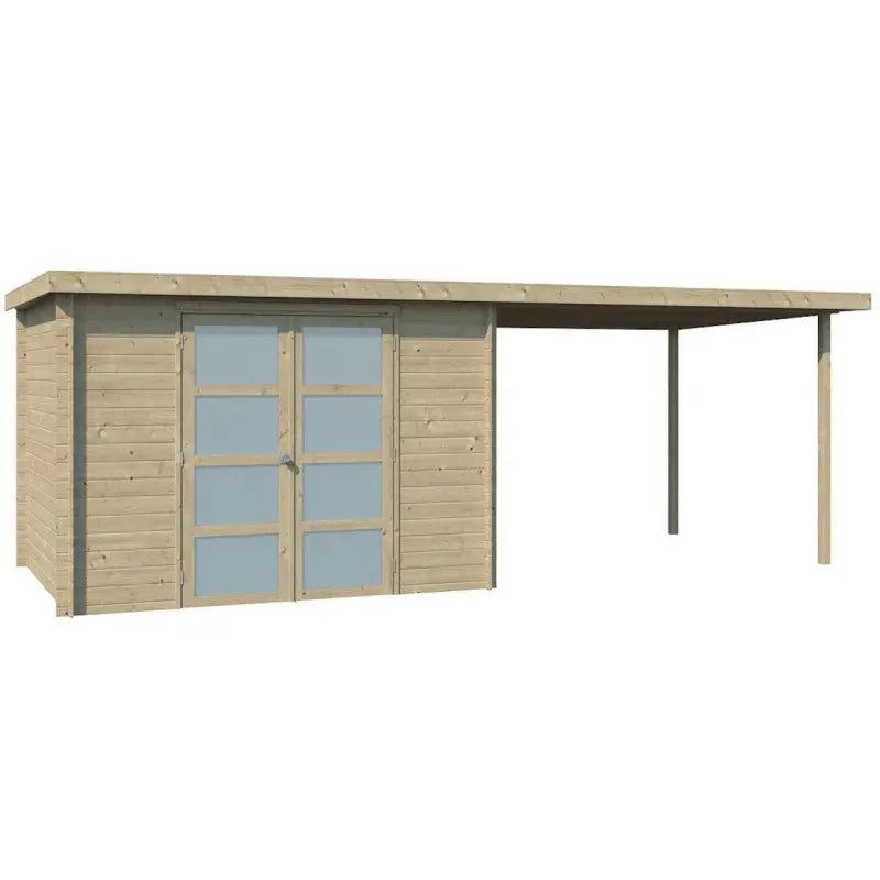 Chalet moderne Umea 8,5m² + extension 300cm en bois massif 19mm avec porte double vitrée - Gardenas Ma boutique
