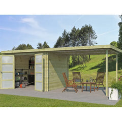 Chalet moderne Umea 8,5m² + extension 300cm en bois traité 19mm avec porte double vitrée - Gardenas Ma boutique