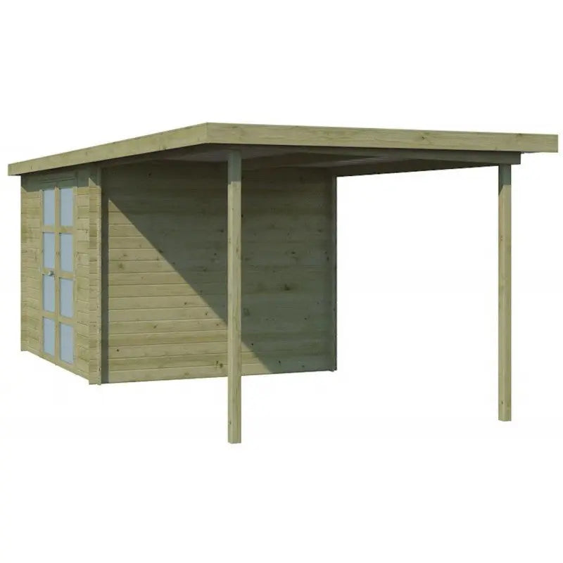 Chalet moderne Umea 8,5m² + extension 300cm en bois traité 19mm avec porte double vitrée - Gardenas Ma boutique