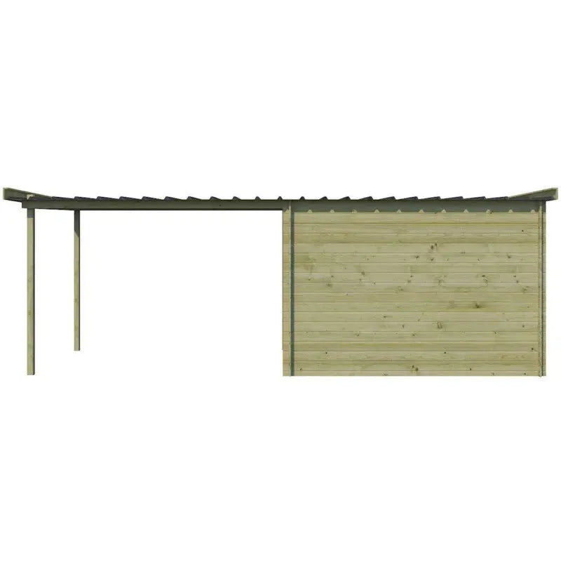 Chalet moderne Umea 8,5m² + extension 300cm en bois traité 19mm avec porte double vitrée - Gardenas Ma boutique