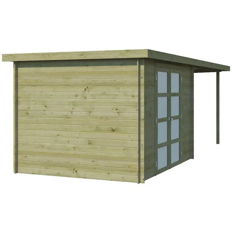 Chalet moderne Umea 8,5m² + extension 300cm en bois traité 19mm avec porte double vitrée - Gardenas Ma boutique