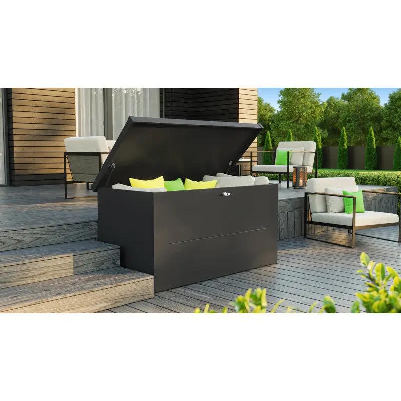 Coffre de jardin en acier galvanisé gris anthracite Nevio 180 - Telluria ESPACE EMERAUDE