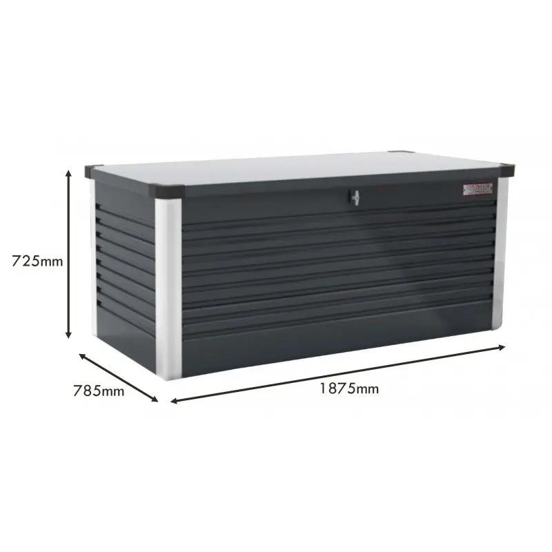 Coffre de rangement en métal anthracite 1000L Patio Box 1,46m² TRIMETALS ESPACE EMERAUDE
