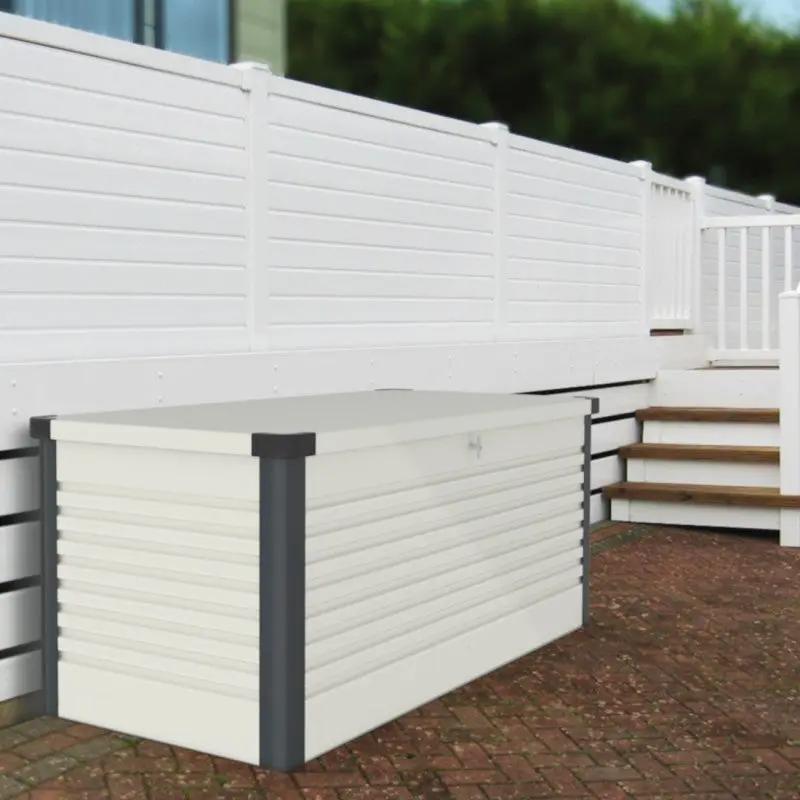 Coffre de rangement en métal blanc 750L Patio Box 1,06m² TRIMETALS ESPACE EMERAUDE
