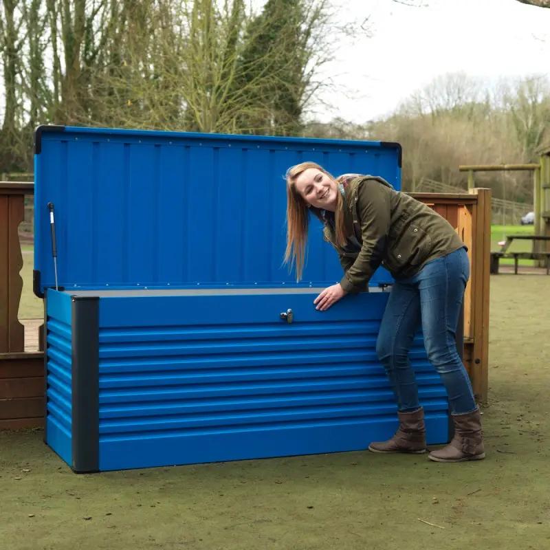Coffre de rangement en métal bleu 1000L Patio Box 1,46m² TRIMETALS ESPACE EMERAUDE