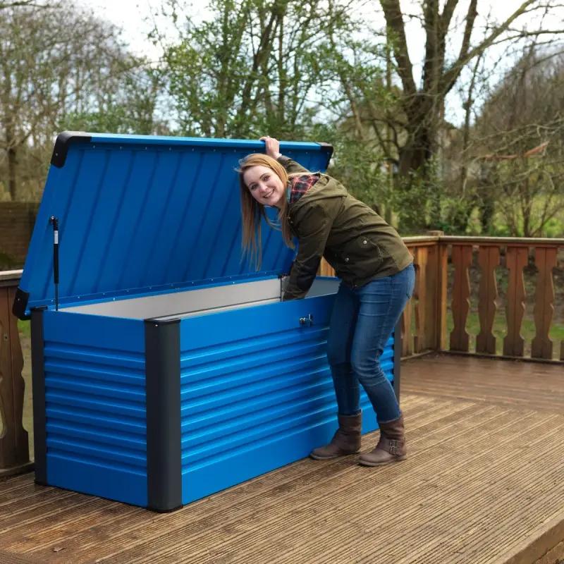 Coffre de rangement en métal bleu 1000L Patio Box 1,46m² TRIMETALS ESPACE EMERAUDE
