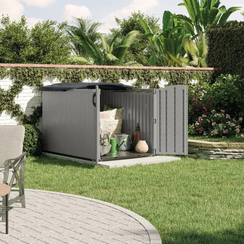 Coffre multifonctions en PE 35mm gris foncé 2800L + plancher Slidetop - SUNCAST ESPACE EMERAUDE
