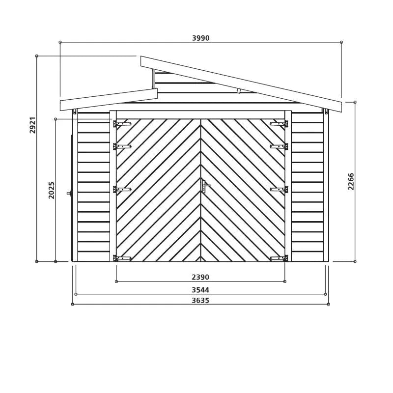 Garage Torino 20,88m² madriers 28mm avec double porte battante - SOLID Ma boutique