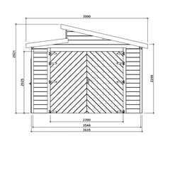 Garage Torino 20,88m² madriers 28mm avec double porte battante - SOLID Ma boutique