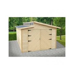 Garage Torino 20,88m² madriers 28mm avec double porte battante - SOLID Ma boutique