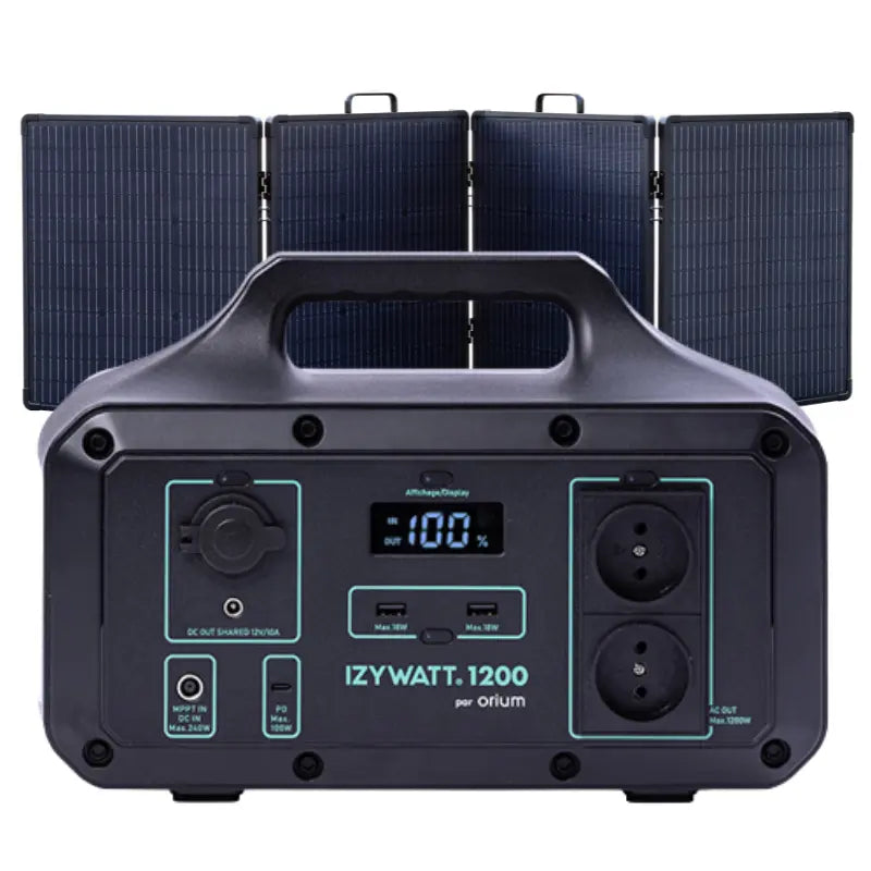Pack station d'énergie portative Izywatt 1200 + panneau solaire pliant cadré 200W Izywatt - ORIUM Ma boutique