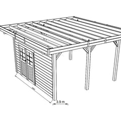 Paroi frontale avec double porte gauche 390x245cm pour carport modulable en bois traité autoclave - SOLID Ma boutique