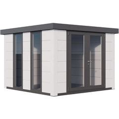Pavillon de jardin en acier galvanisé blanc 8,9m² Luminato 3030 avec 2 fenêtres - Telluria Ma boutique