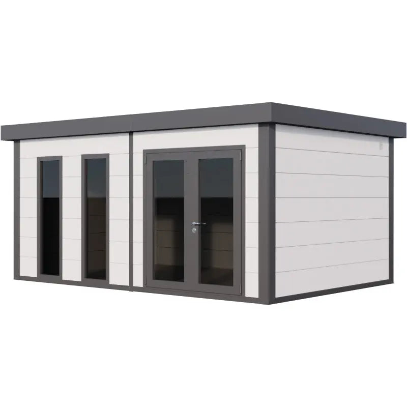 Pavillon de jardin en acier galvanisé blanc + angles gris 19,3m² Luminato 5436 avec 2 fenêtres - Telluria Ma boutique