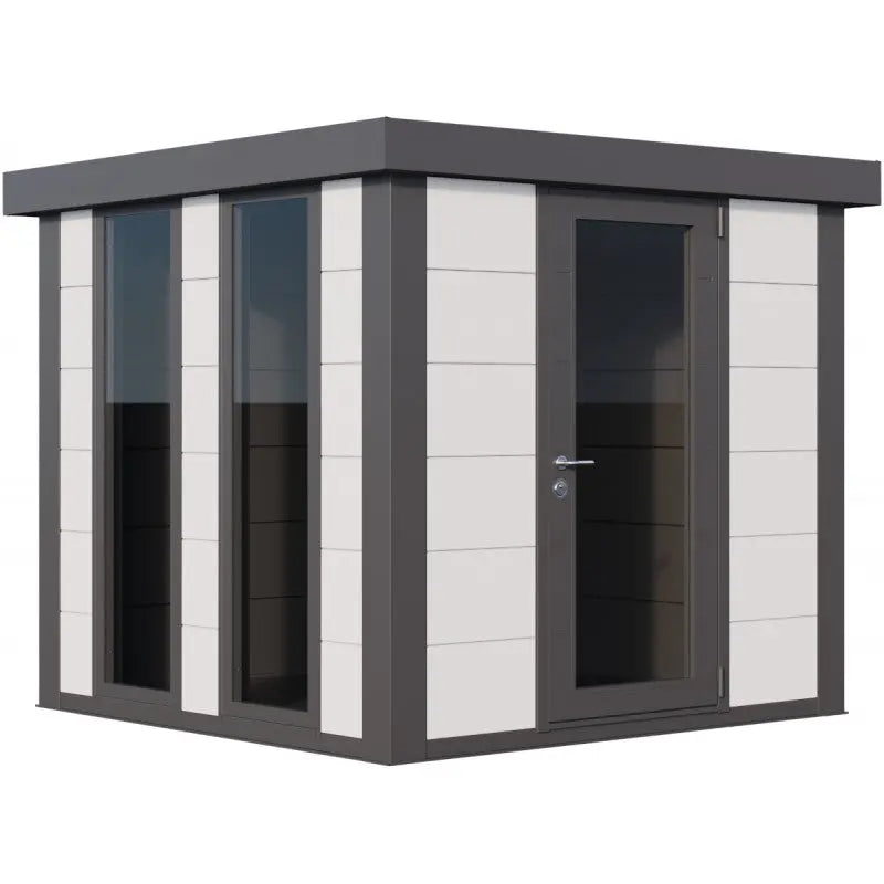 Pavillon de jardin en acier galvanisé blanc + angles gris 5,7m² Luminato 2424 avec 2 fenêtres - Telluria Ma boutique