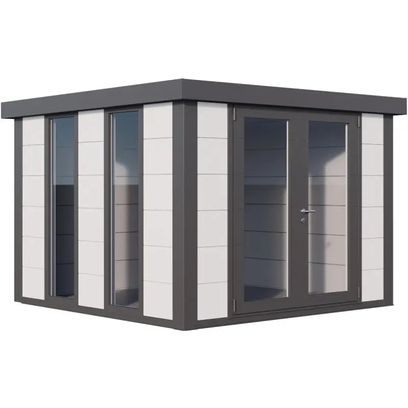Pavillon de jardin en acier galvanisé blanc + angles gris 8,9m² Luminato 3030 avec 2 fenêtres - Telluria Ma boutique