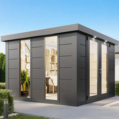 Pavillon de jardin en acier galvanisé gris anthracite 19,3m² Luminato 5436 avec 2 fenêtres - Telluria Ma boutique