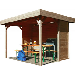 Pavillon de jardin Regensburg 6m² en bois traité autoclave avec panneaux pré-montés - SOLID Ma boutique
