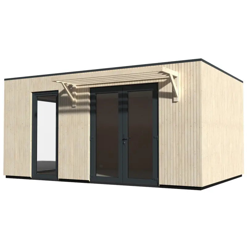 Studio Como modulable isolé en bois blanc 19m² avec double porte vitrée - Décor et Jardin Ma boutique