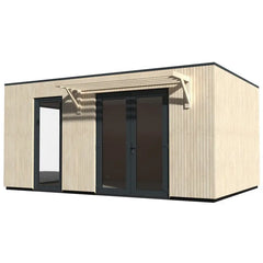 Studio Como modulable isolé en bois blanc 19m² avec double porte vitrée - Décor et Jardin Ma boutique