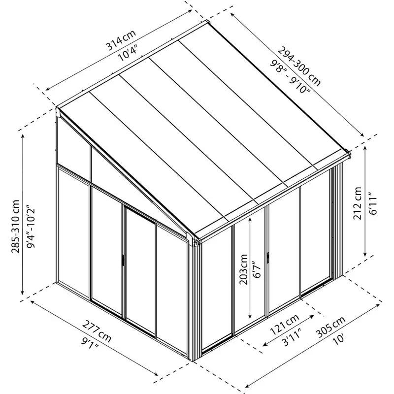 Véranda 300x314cm en aluminium blanc et polycarbonate 8mm Sanremo - Canopia by Palram ESPACE EMERAUDE