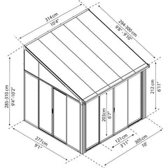 Véranda 300x314cm en aluminium blanc et polycarbonate 8mm Sanremo - Canopia by Palram ESPACE EMERAUDE